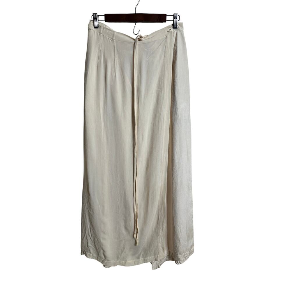 Morgane Le Fay 100% Raw Silk Wrap Wide Leg  Trouser Pants Avant-Garde Womans M